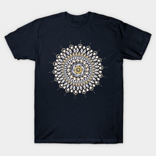 Gold and White Lens Mandala T-Shirt